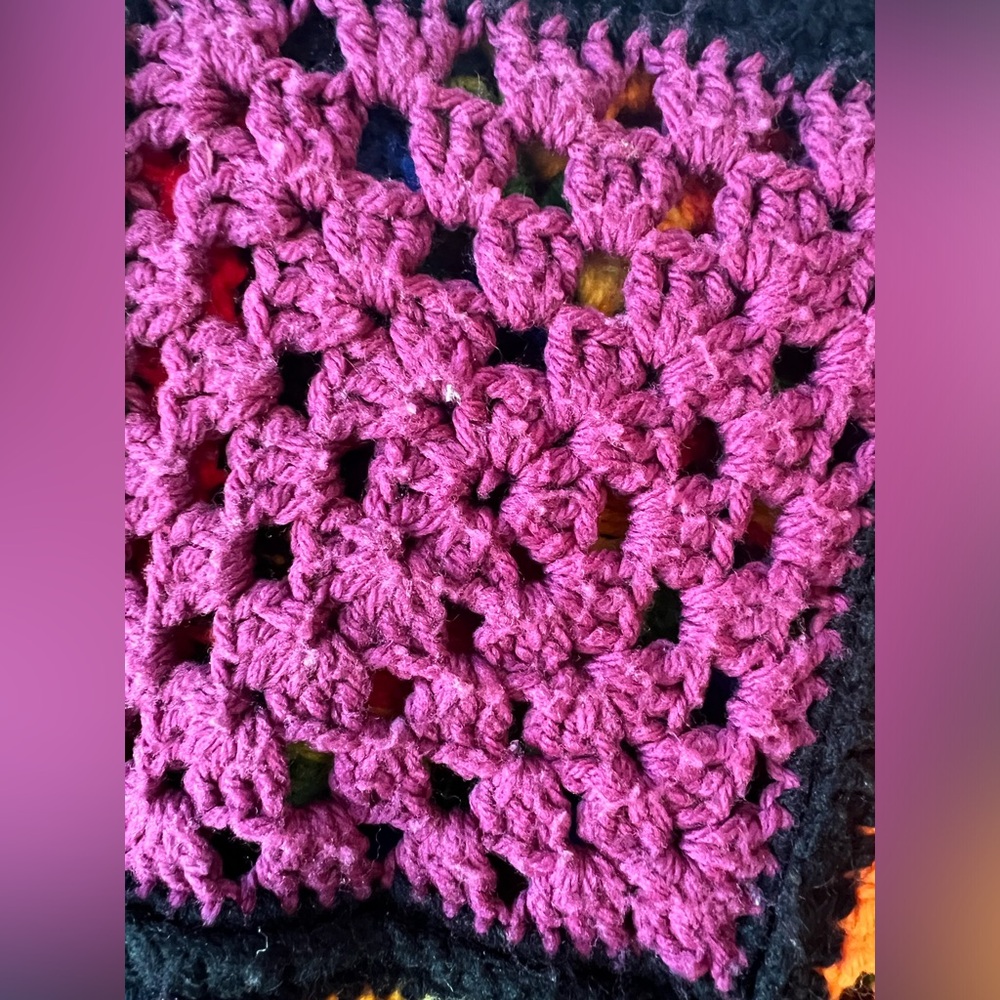 Handmade Granny Squares floral Crochet Blanket Throw Afgan Colorful unique artsy - Picture 5 of 8